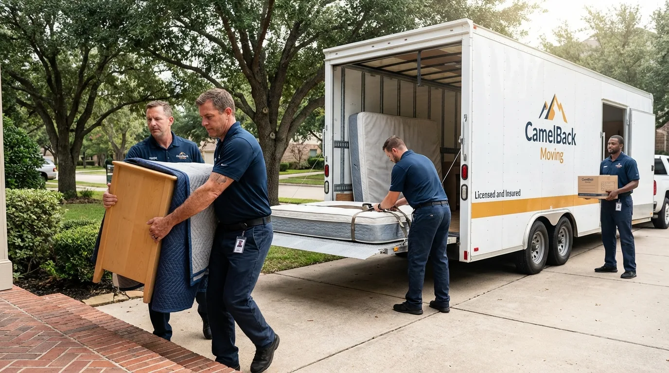 Crew loading residential truck for cross-state move from Reading, PA