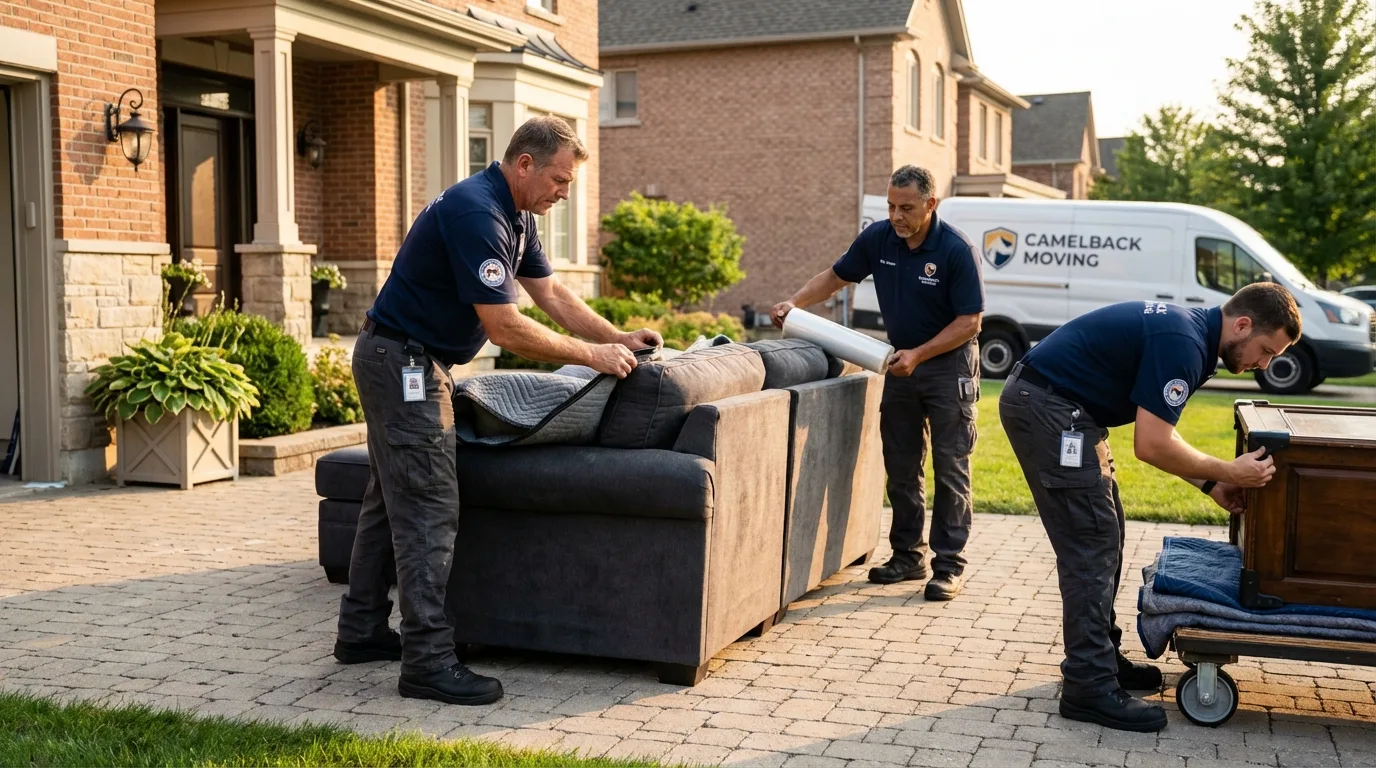 Large estate moving crew wrapping furniture in Reading, PA
